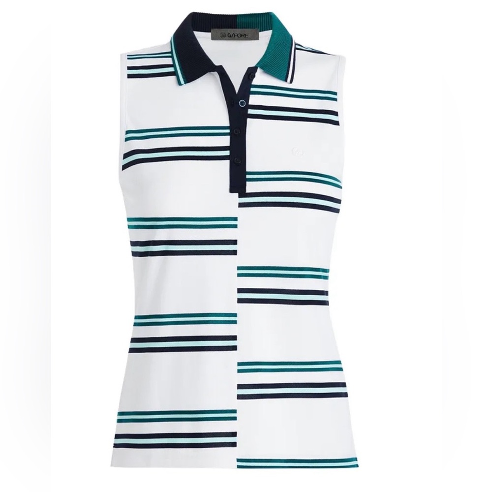 G/FORE Women's Offset Stripe Tech Pique Sleeveless Polo